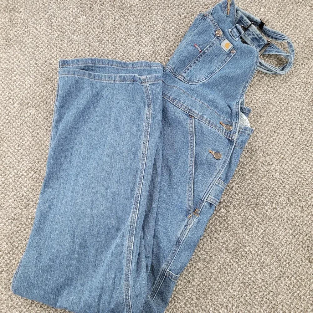 Carhartt Womens Denim Bib Overalls Light Wash Blue Stretch WR008 FBI XL 16/18 - Picture 1 of 16